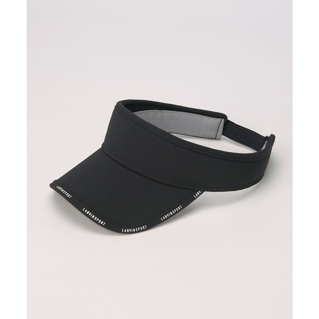 ランバンsport ゴルフキャプ　バイザー　　黒　 美品 LANVIN SPORT ツバ長めサンバイザー（ゴルフ/メンズ） -デサント