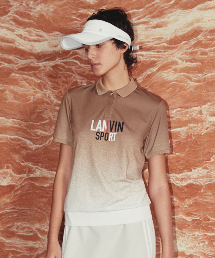 LANVINSPORT ランバン スポール LANVIN SPORT グラデーションプリント半袖ポロシャ ベージュ 40 LANVINSPORT ランバン スポール LANVIN SPORT グラデーションプリント半袖ポロシャ ベージュ 40