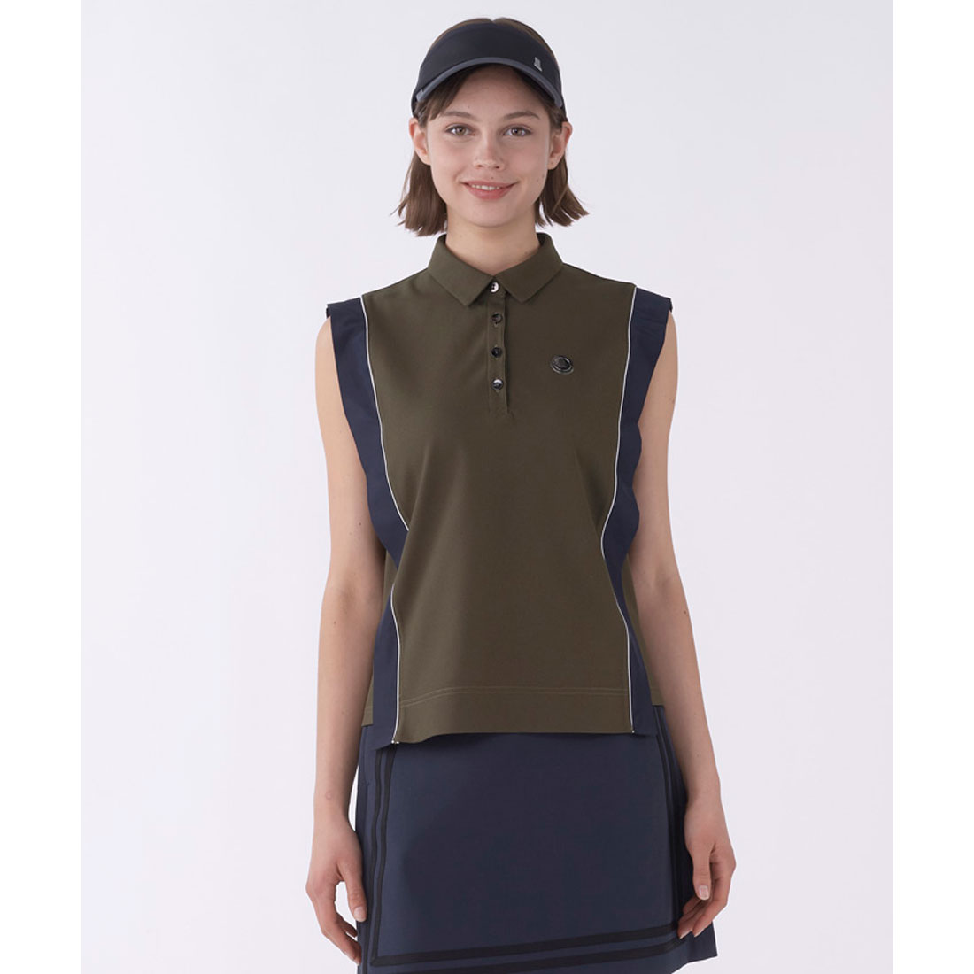 LANVINSPORT ランバン スポール LANVIN SPORT 異素材MIXノースリーブシャツ【U カーキ 44 LANVINSPORT ランバン スポール LANVIN SPORT 異素材MIXノースリーブシャツ【U カーキ 44