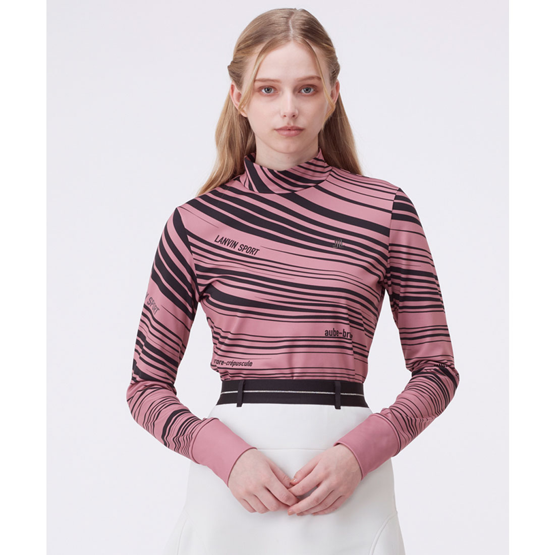 LANVINSPORT ランバン スポール LANVIN SPORT グラフィカルボーダー長袖シャツ【保 ピンク 40 LANVINSPORT ランバン スポール LANVIN SPORT グラフィカルボーダー長袖シャツ【保 ピンク 40