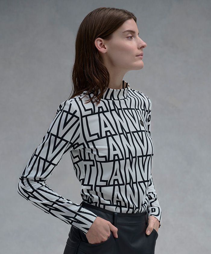 LANVINSPORT ランバン スポール LANVIN SPORT ロゴプリント長袖ハイネックシャツ【 ホワイト 42 LANVINSPORT ランバン スポール LANVIN SPORT ロゴプリント長袖ハイネックシャツ【 ホワイト 42