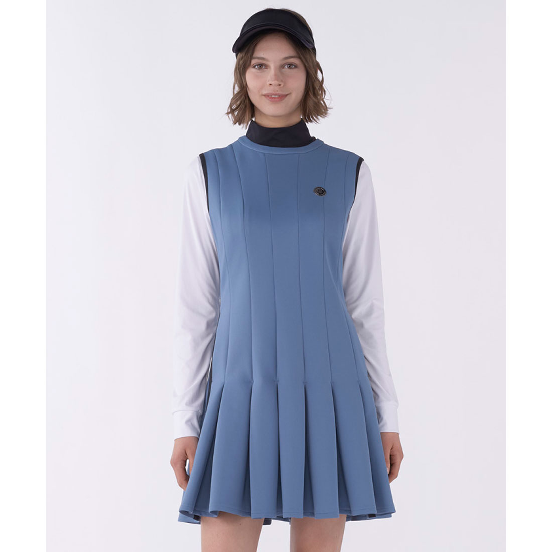LANVINSPORT ランバン スポール LANVIN SPORT タックワンピース【UV/吸汗】 ブルー 36 LANVINSPORT ランバン スポール LANVIN SPORT タックワンピース【UV/吸汗】 ブルー 36