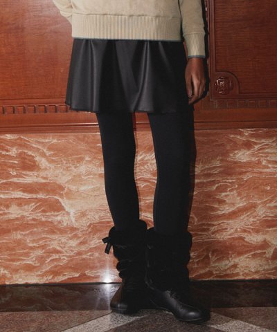 ランバン スポール LANVIN SPORT フェイクレザーフレアースカート【蓄