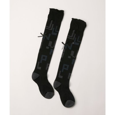 ランバン スポール LANVIN SPORT リボン付きロゴデザインニーハイソッ