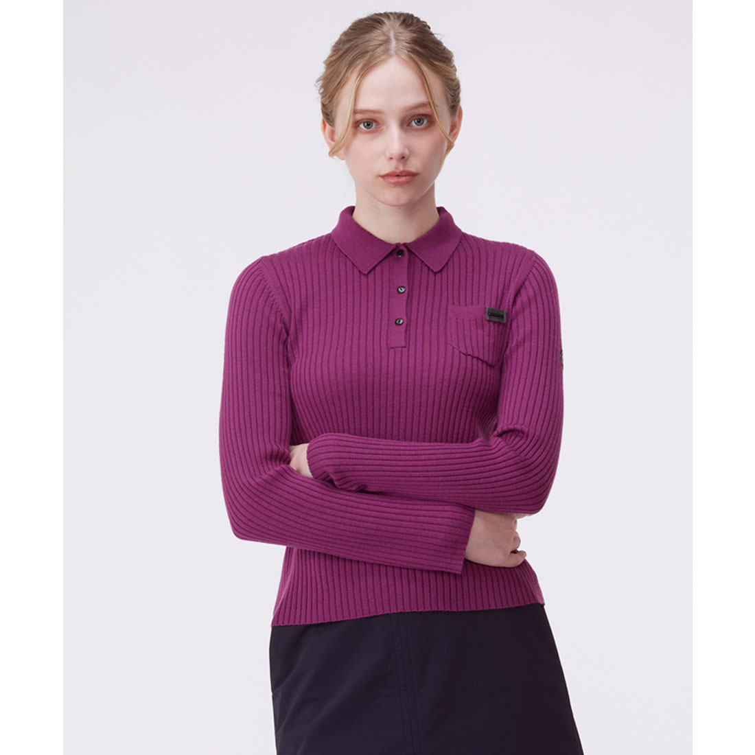 LANVINSPORT ランバン スポール LANVIN SPORT ニット長袖ポロシャツ パープル 38 LANVINSPORT ランバン スポール LANVIN SPORT ニット長袖ポロシャツ パープル 38