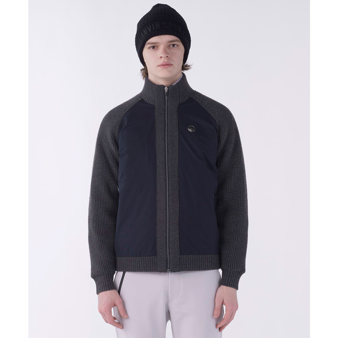 LANVINSPORT ランバン スポール LANVIN SPORT ニットハイブリッド中わたブルゾン【 ネイビー 40 LANVINSPORT ランバン スポール LANVIN SPORT ニットハイブリッド中わたブルゾン【 ネイビー 40