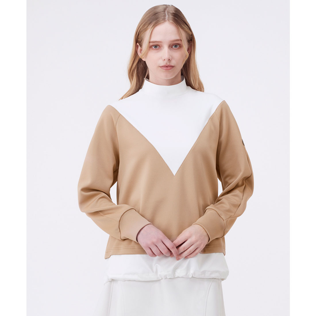 LANVINSPORT ランバン スポール LANVIN SPORT ブロッキングプルオーバー【UV/吸 ベージュ 42 LANVINSPORT ランバン スポール LANVIN SPORT ブロッキングプルオーバー【UV/吸 ベージュ 42