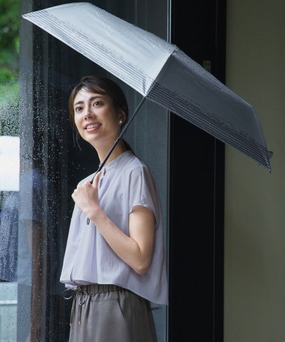 【晴雨兼用/UVカット】ボーダーチェーン柄 折り畳み傘