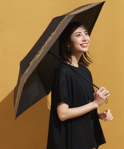 【晴雨兼用/UVカット】ボーダーチェーン柄 折り畳み傘