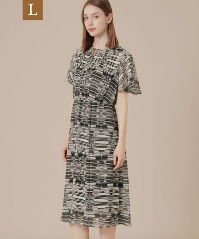 【L】ダイヤボーダープリントワンピース