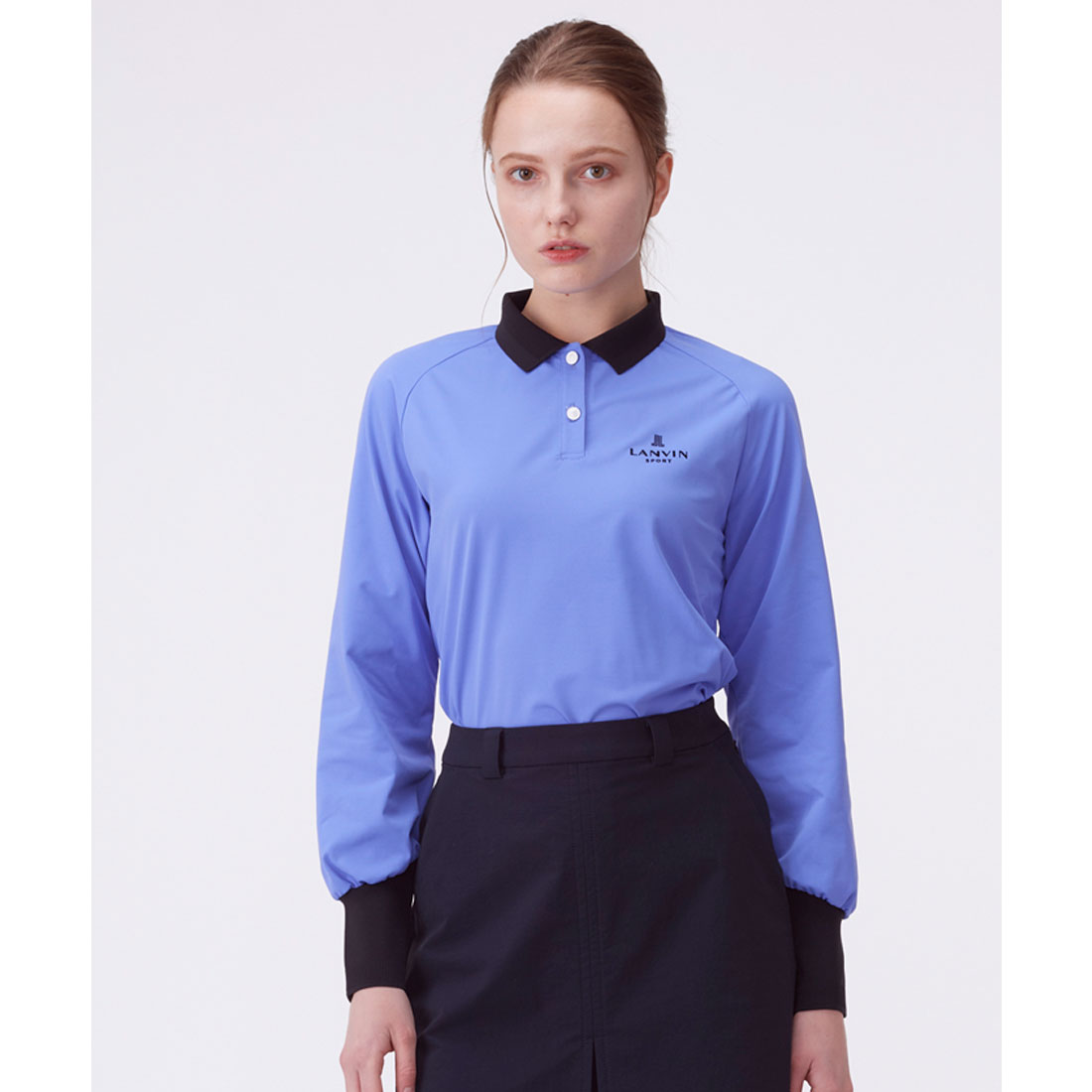 ランバン スポール LANVIN SPORT メッシュリブ襟長袖ポロシャツ