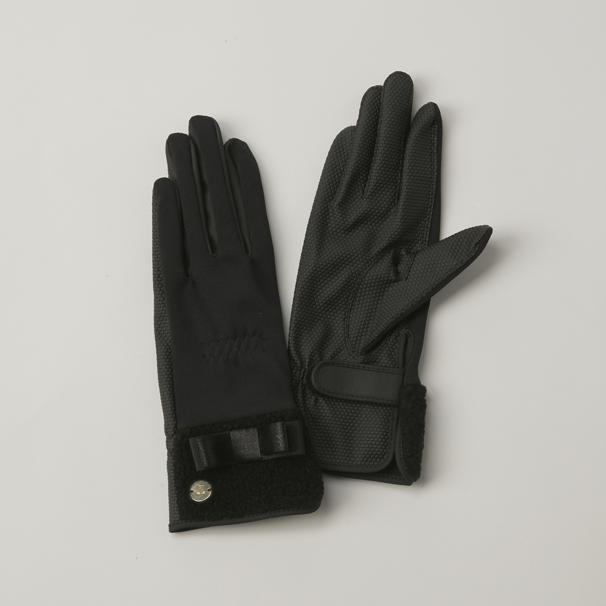 LANVIN ブラック ゴルフグローブ リボン付き ランバン スポール LANVIN SPORT リボン付きグローブ【両手用