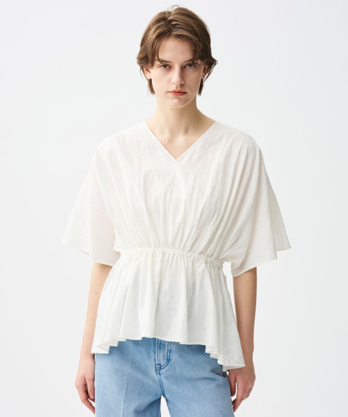 UNCRAVE 【洗濯機洗い可】コットンリネンボイル ペプラムブラウス オフ F UNCRAVE 【洗濯機洗い可】コットンリネンボイル ペプラムブラウス オフ F