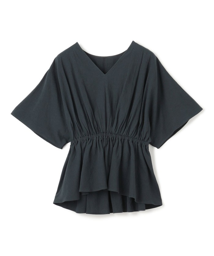 UNCRAVE 【洗濯機洗い可】コットンリネンボイル ペプラムブラウス ブラック F UNCRAVE 【洗濯機洗い可】コットンリネンボイル ペプラムブラウス ブラック F