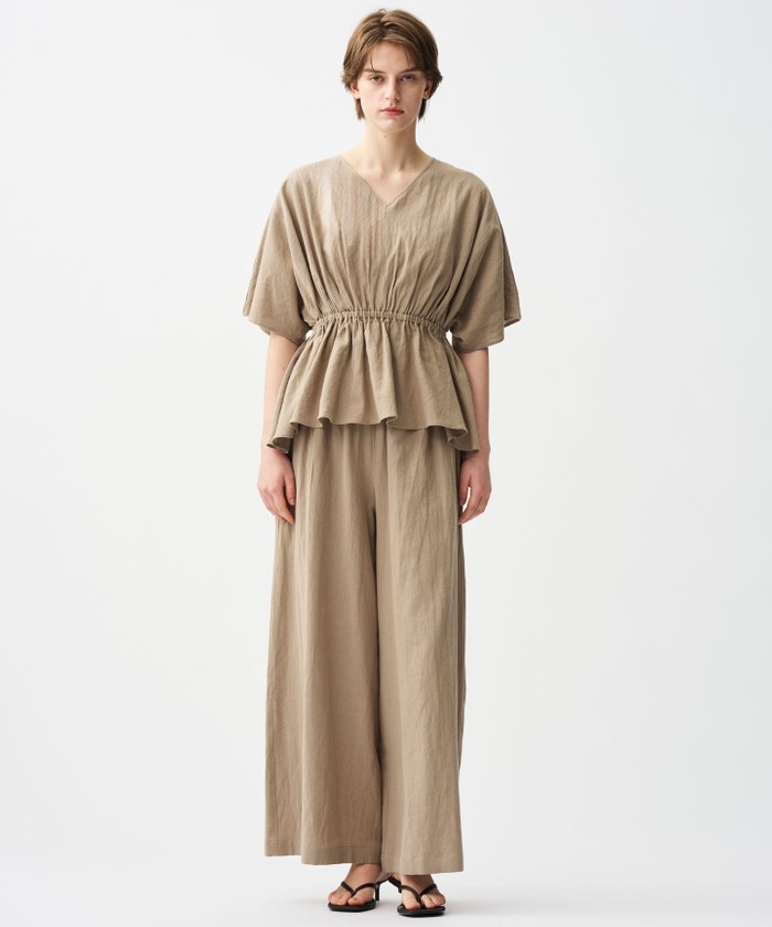 UNCRAVE 【洗濯機洗い可】コットンリネンボイル ワイドパンツ トープ 1 UNCRAVE 【洗濯機洗い可】コットンリネンボイル ワイドパンツ トープ 1