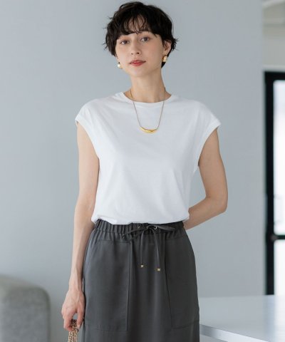 【洗える】コンパクトヤーン フレンチスリーブ Tシャツ