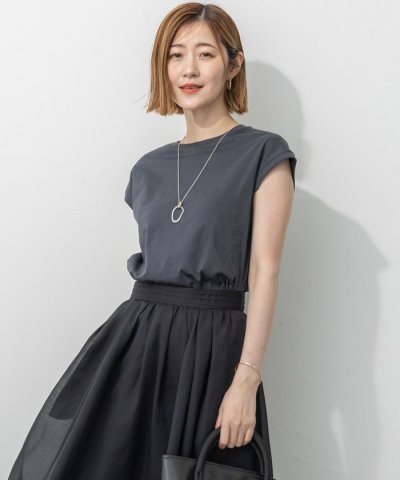 【洗える】コンパクトヤーン フレンチスリーブ Tシャツ
