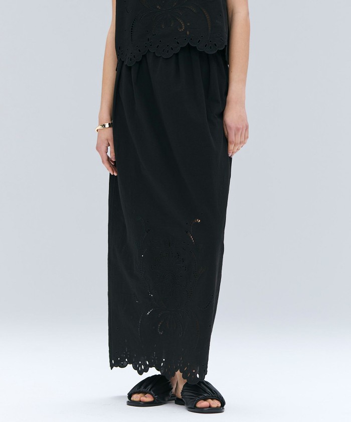 BEIGE 【洗える】GALLERIA / コットンエンブロイダリーIラインスカート BLACK 4 BEIGE 【洗える】GALLERIA / コットンエンブロイダリーIラインスカート BLACK 4