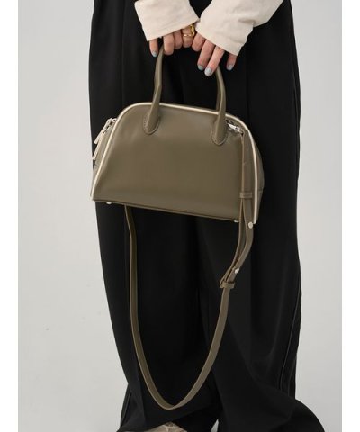 フェイクレザーパイピングボストンバッグ