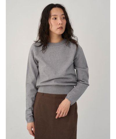 ウール混emmiロゴクルーネックニットトップス