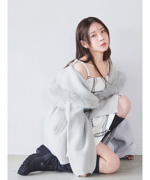 ファーフードニットコート(508360096)｜阪急百貨店公式通販サイト