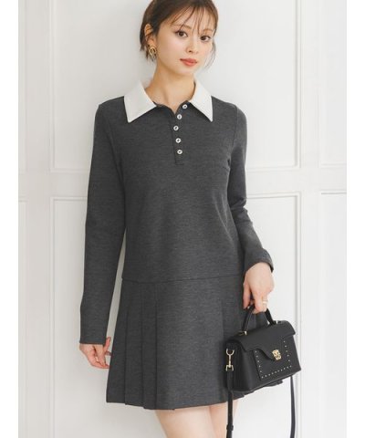 衿つきプリーツカットミニワンピース