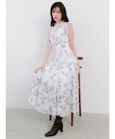【00サイズあり】プリントプリーツシャーリングワンピース