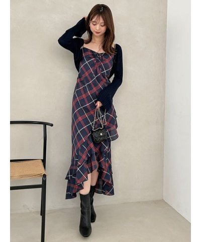 フリルチェックキャミソールワンピース
