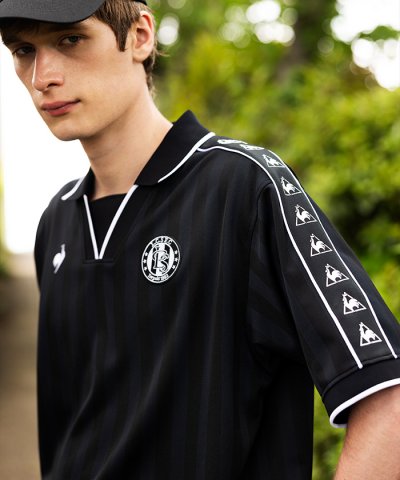 ルコックスポルティフ le coq sportif ストライプジャガード襟付きゲ