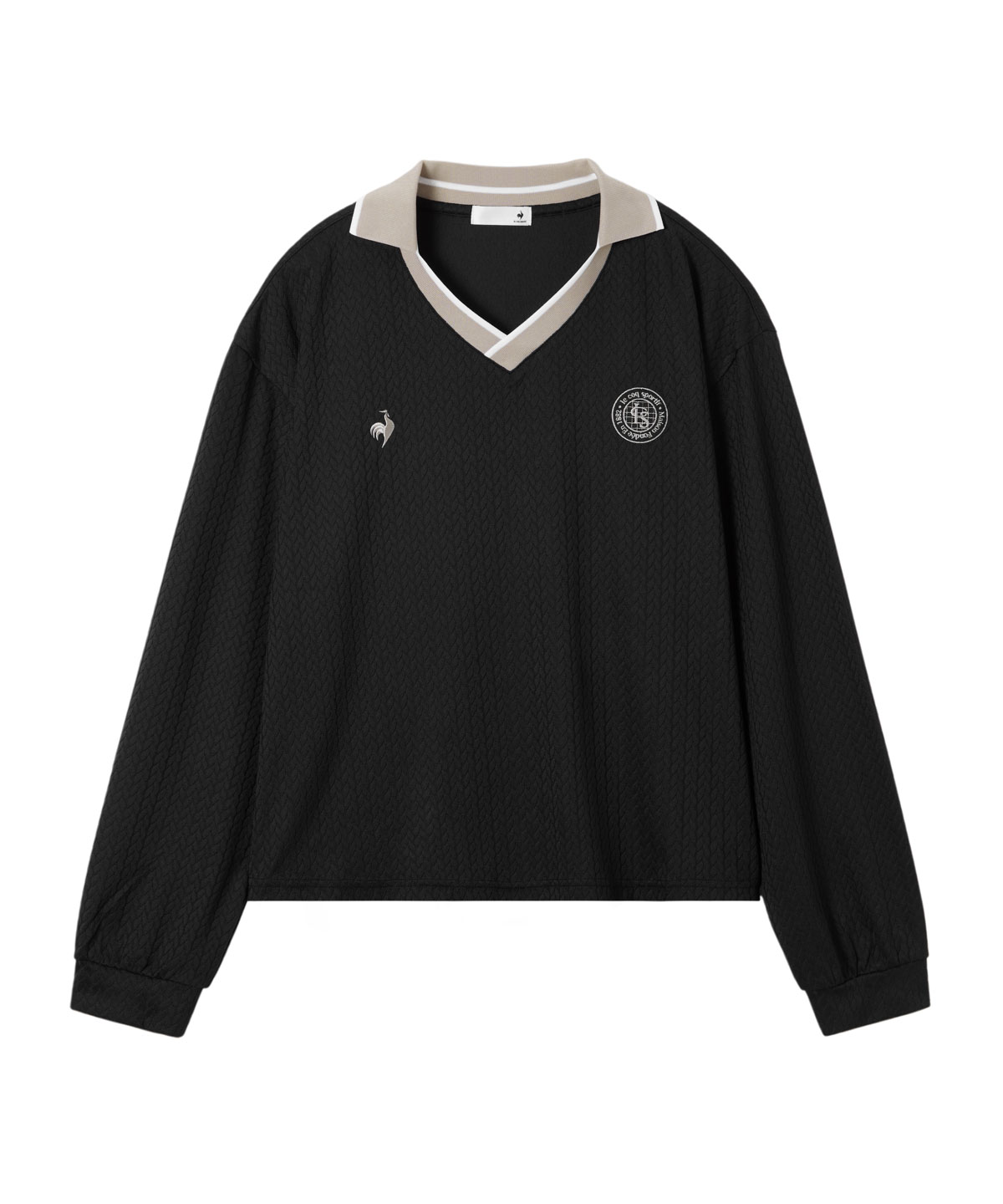 lecoqsportif(ings) ルコックスポルティフ le coq sportif ジャガード長袖Tシャツ ブラック O lecoqsportif(ings) ルコックスポルティフ le coq sportif ジャガード長袖Tシャツ ブラック O