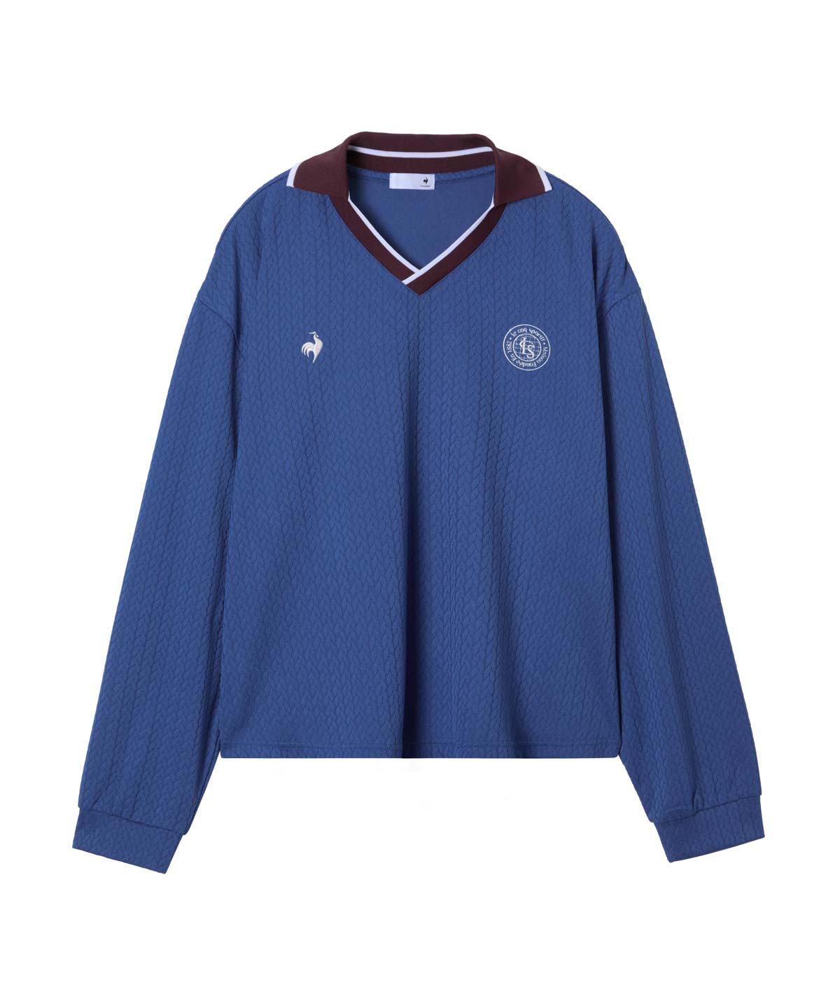 lecoqsportif(ings) ルコックスポルティフ le coq sportif ジャガード長袖Tシャツ ブルー L lecoqsportif(ings) ルコックスポルティフ le coq sportif ジャガード長袖Tシャツ ブルー L
