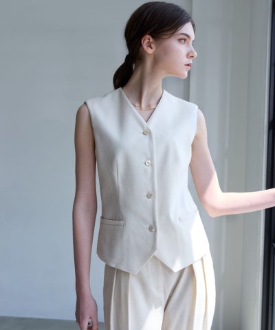 リネンブレンド ジレトップス