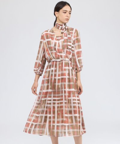 ジオメトリックプリント カシュクールワンピース