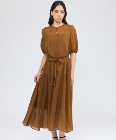 ラメストライプジャカード フレアマキシドレス