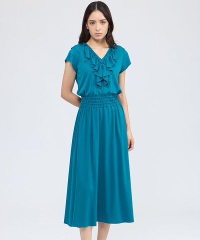 ドレープジャージー フレアドレス