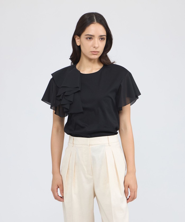 tシャツ シアーラッフルジャージー デザインカットソー レディース シアーラッフルジャージー デザインカットソー(トップス)｜EPOCA