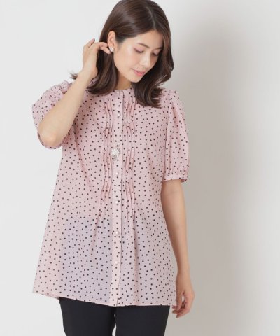 ランダムドット ピンタックブラウス