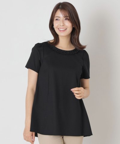 タックリボン＆ビジューネック　チュニック