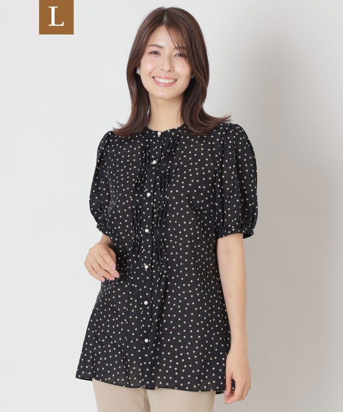 L】ランダムドット ピンタックブラウス(508343781)｜阪急百貨店公式
