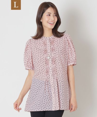 【L】ランダムドット ピンタックブラウス