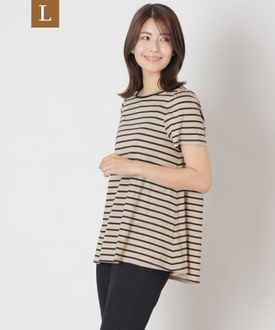 【L】バックリボン ボーダーチュニック