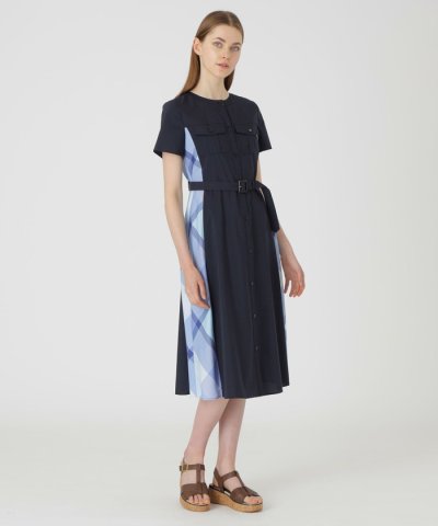 フロントポケットパーシャルチェックドレス