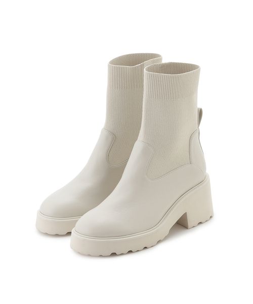 新品未使用タグ付きスナイデルニットショートブーツブラウン ORiental TRaffic 2025秋冬新作ニットドッキングヒールショートブーツ