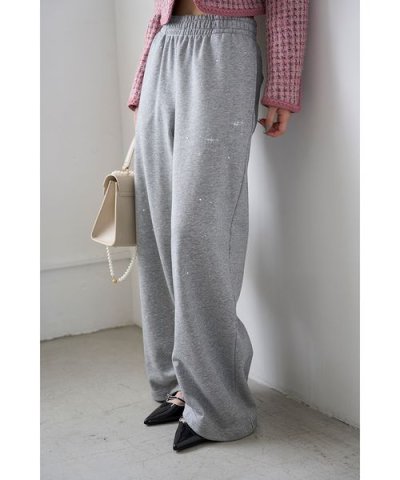 【WEB限定00サイズ】ビジューワイドスウェットパンツ