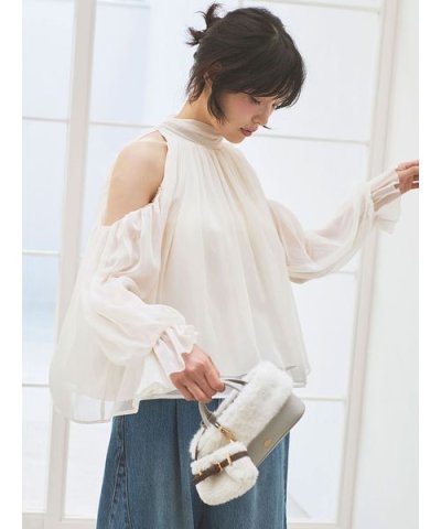 【WEB限定カラー】ドレープボウタイシフォンブラウス