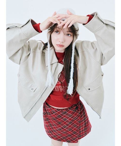 COELIE collab Ecoレザーヴィンテージブルゾン CLEL（クレイル）の「【CLEL】Vintage Design Blouson