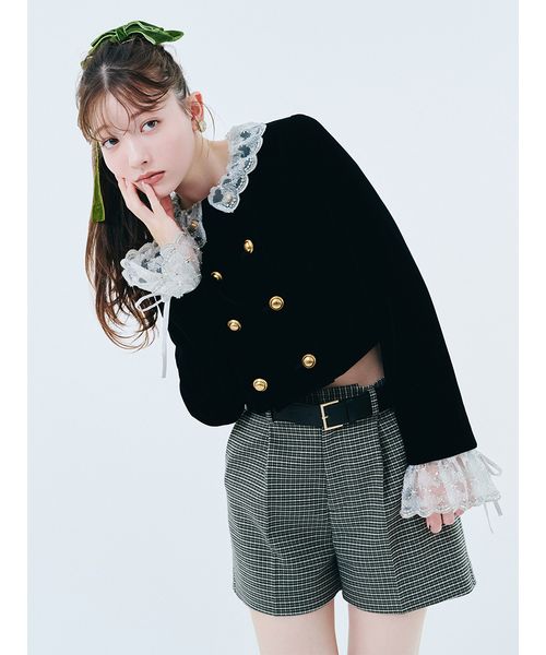 L.B CANDY STOCK]スカラップビジューアタッチドジャケット(508364597