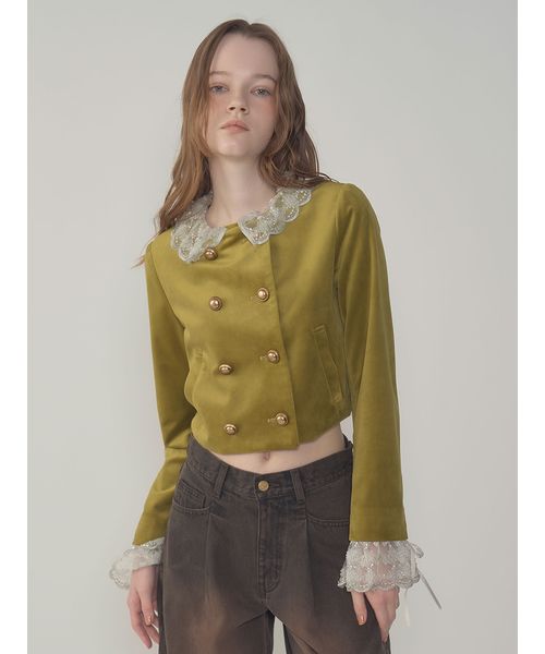 L.B CANDY STOCK]スカラップビジューアタッチドジャケット(508364597