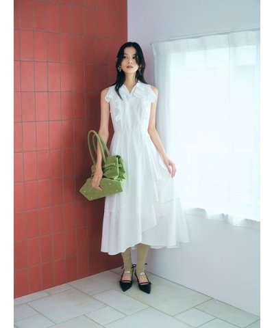 ラッフルフリルティアードシャツワンピース