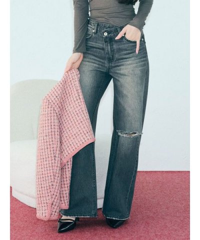 【WEB限定00サイズ】ステップウエストワイドデニムパンツ